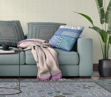 18” Turquoise Blue Patch Zippered Suede Throw Pillow