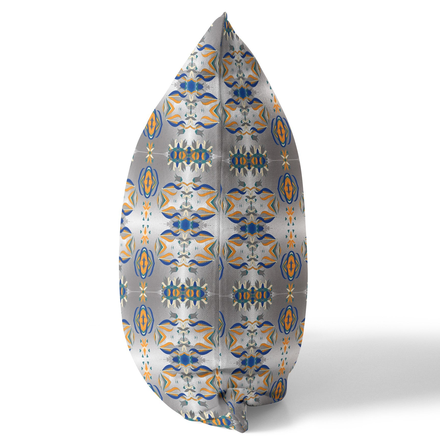 16" X 16" Gray And Orange Abstract Zippered Suede Throw Pillow