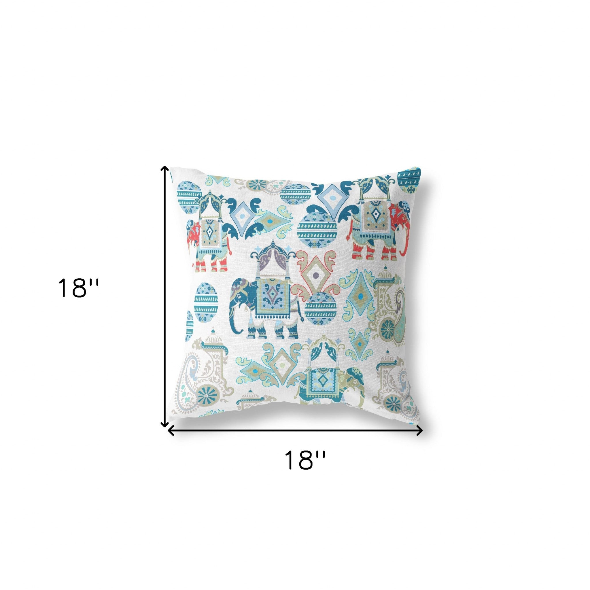 Cojín de gamuza con costura soplada Paisley azul y blanco de 18 "X 18"