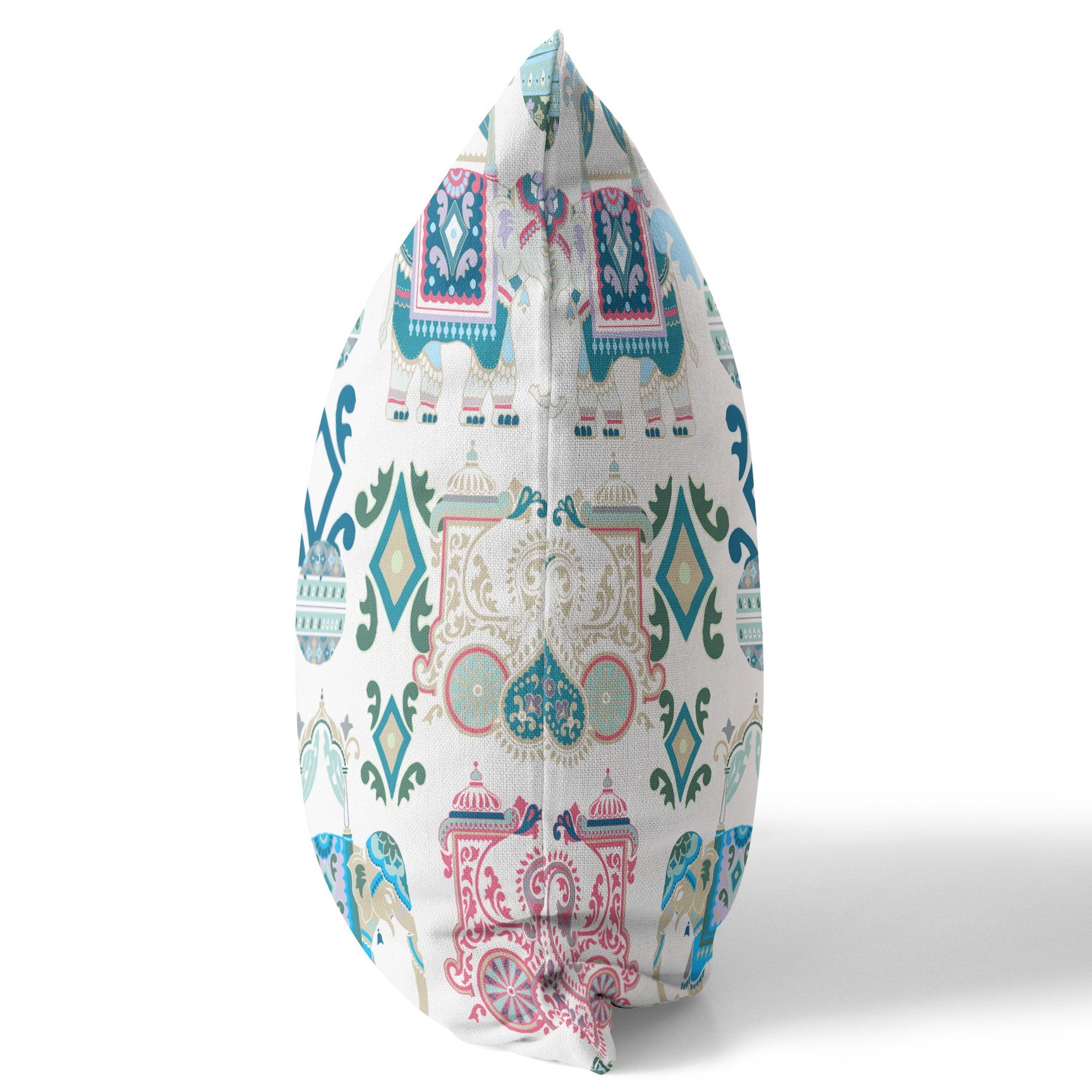 16 英寸 X 16 英寸粉色和白色佩斯利吹邊接縫絨面革抱枕