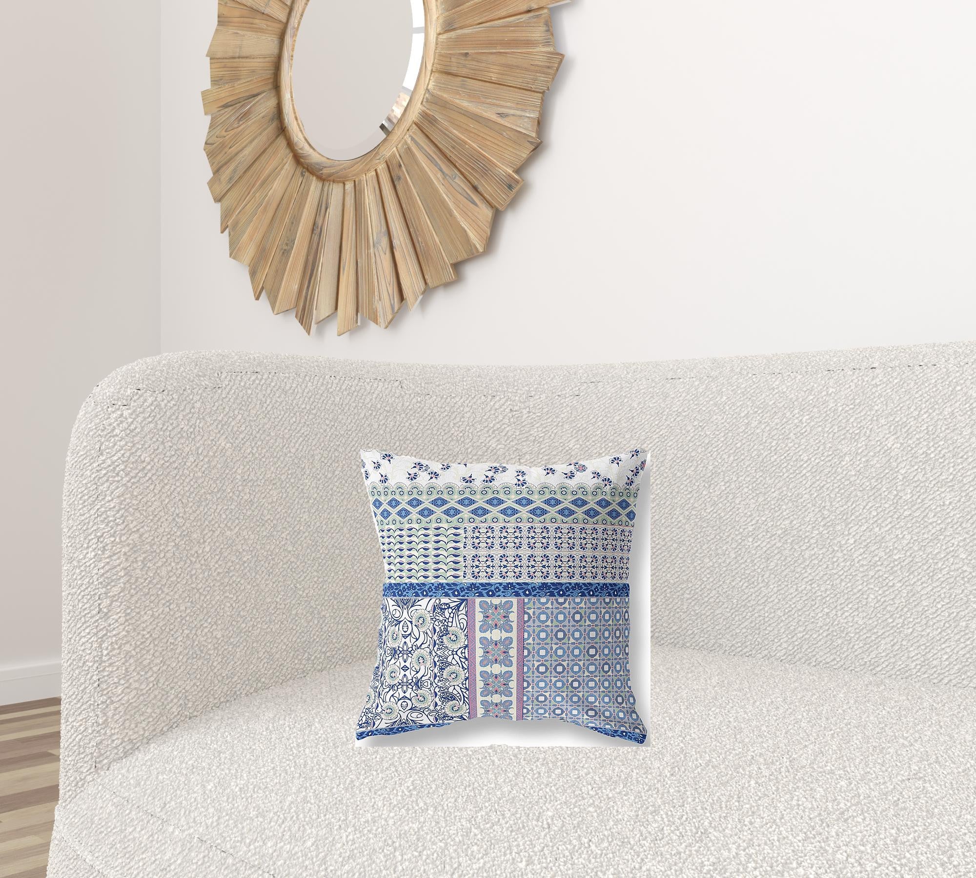 16 英寸藍色薰衣草色吹製閉合絨面革抱枕