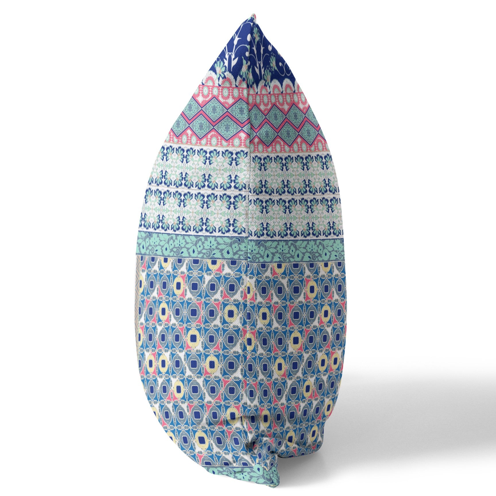 Cojín de gamuza soplado y cerrado con parche azul rosa de 16 "