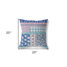 Cojín de gamuza soplado y cerrado con parche azul rosa de 18 