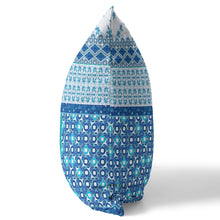 18” Blue White Patch Blown & Closed Suede Throw Pillow