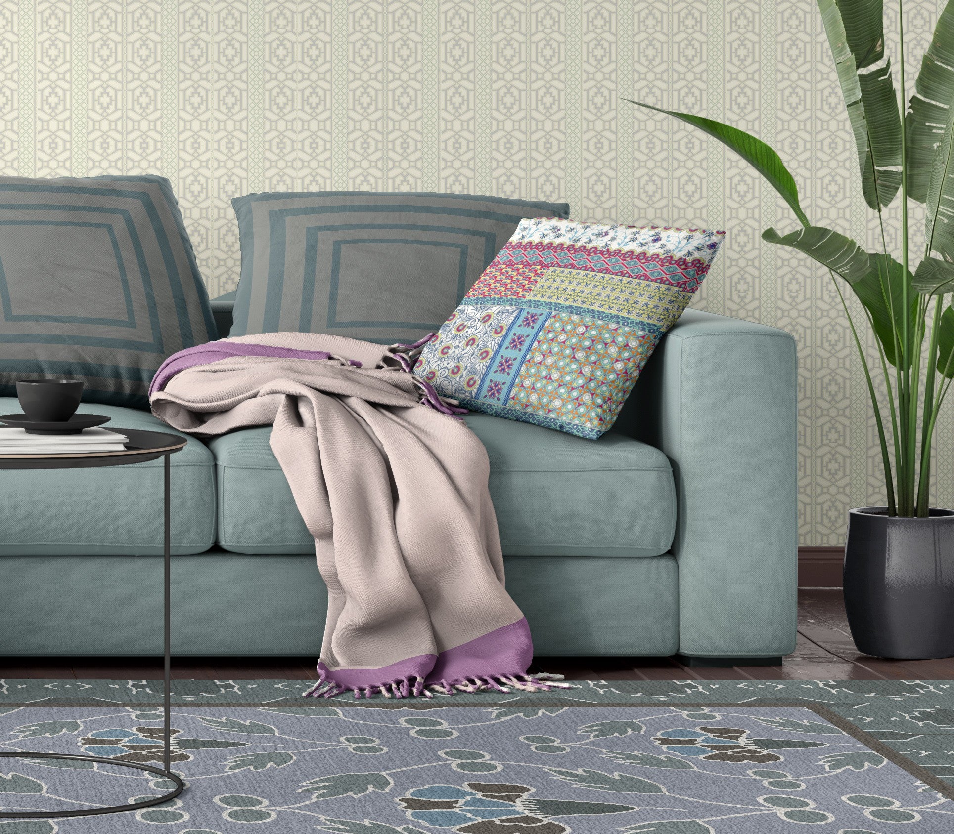 16” White Yellow Patch Blown & Closed Suede Throw Pillow