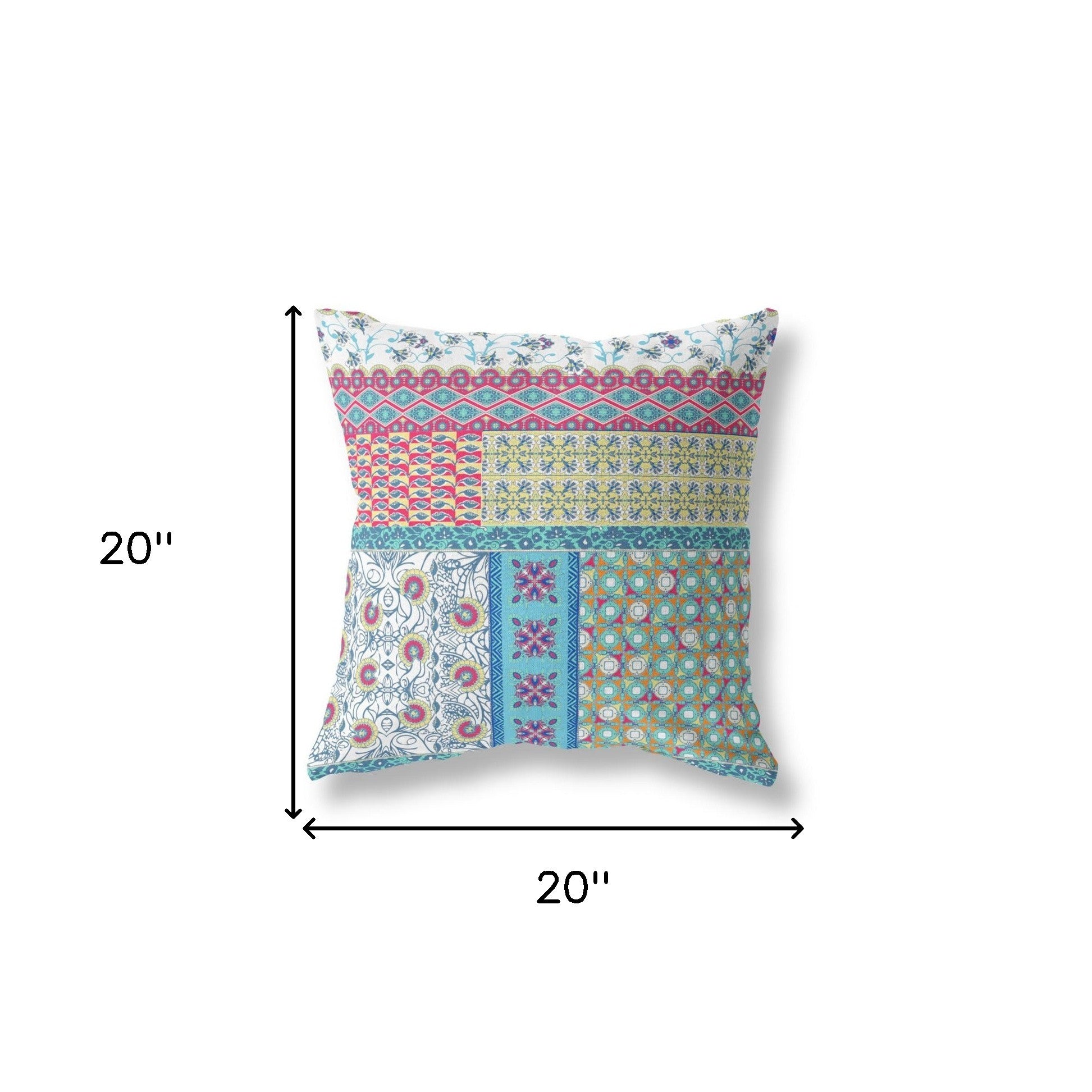 18” White Yellow Patch Blown & Closed Suede Throw Pillow