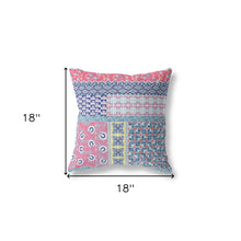 18” Pink Teal Patch Blown & Closed Suede Throw Pillow