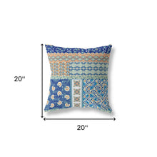 18” Navy Orange Patch Blown & Closed Suede Throw Pillow