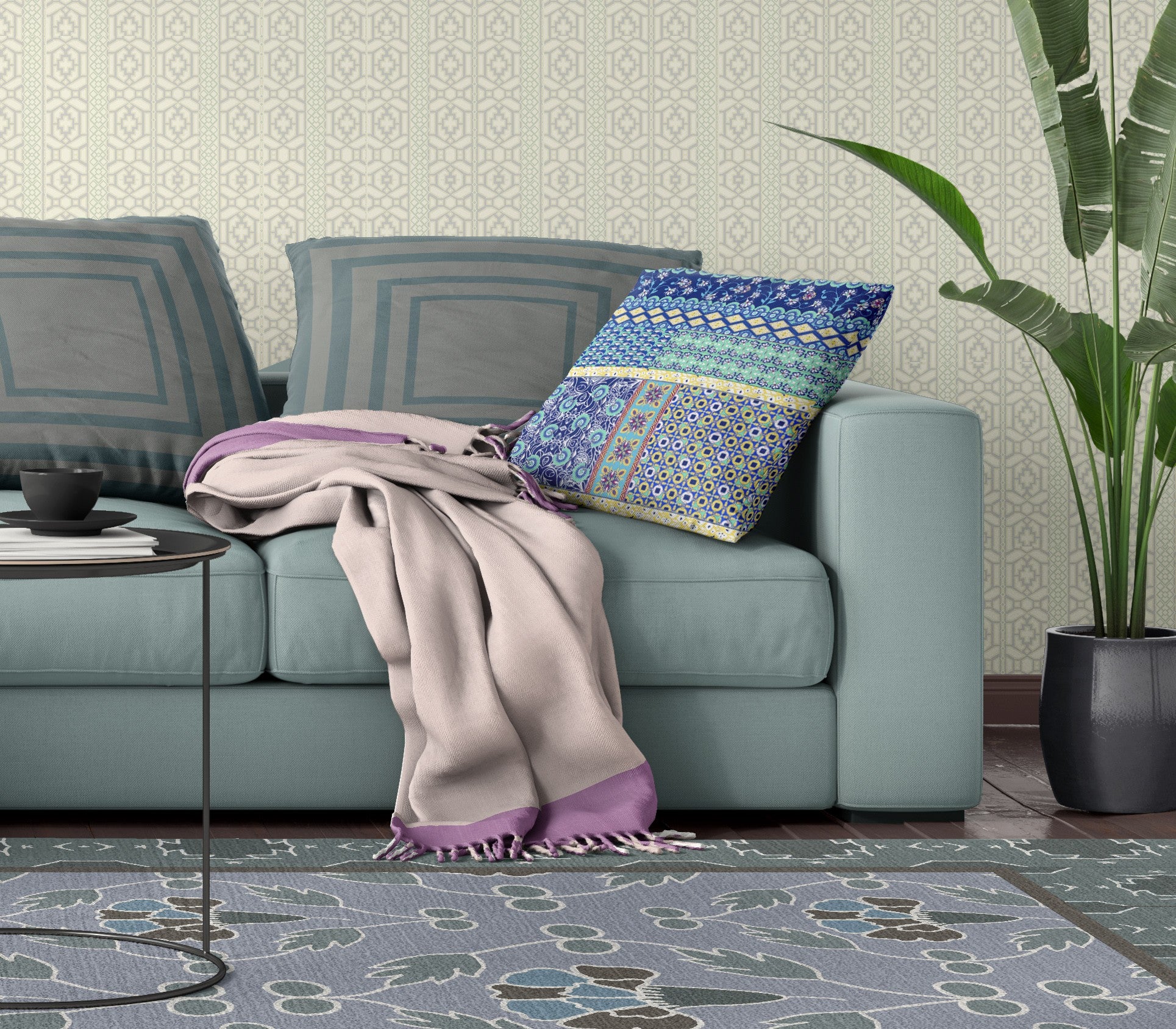 16 英寸海軍藍色貼片吹製封閉式絨面革抱枕