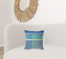 16 英寸海軍藍色貼片吹製封閉式絨面革抱枕