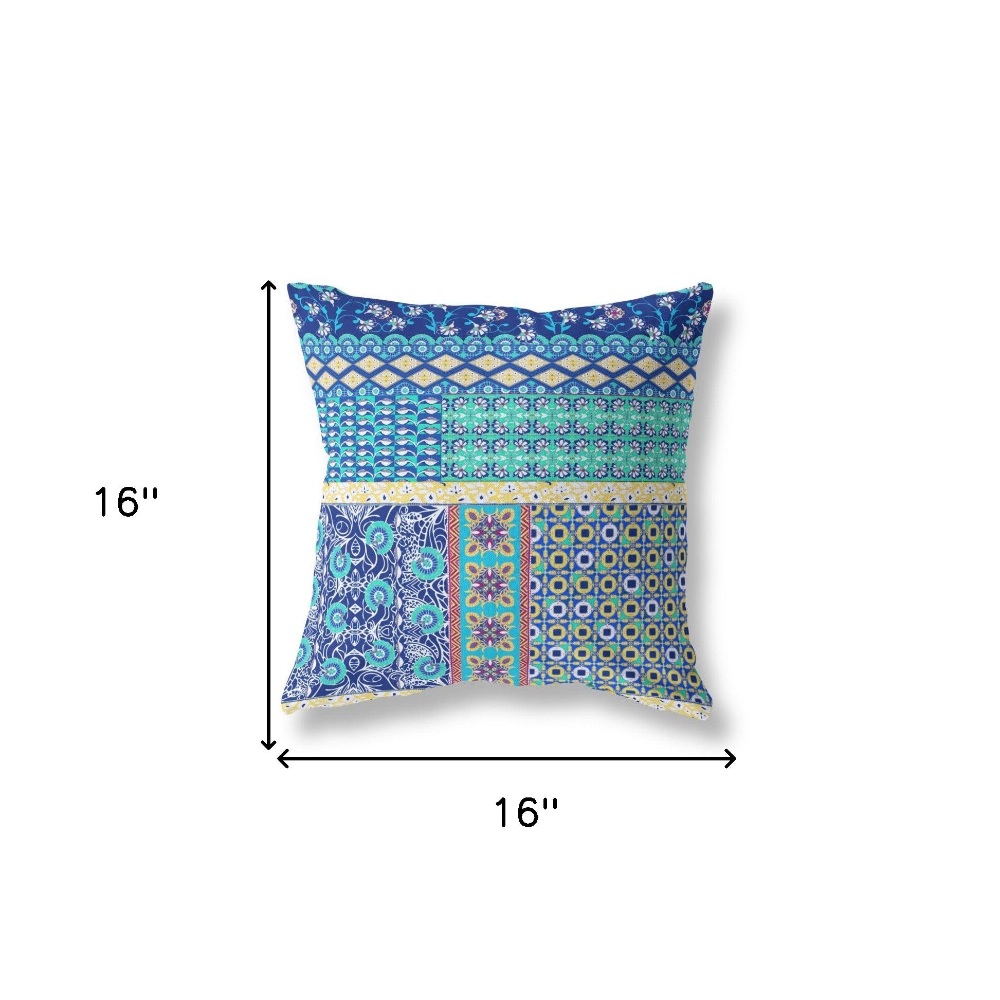 16 英寸海軍藍色貼片吹製封閉式絨面革抱枕