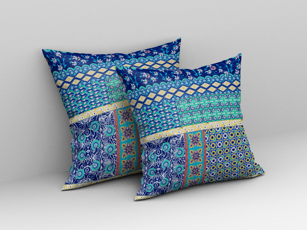 18” Navy Blue Patch Blown & Closed Suede Throw Pillow