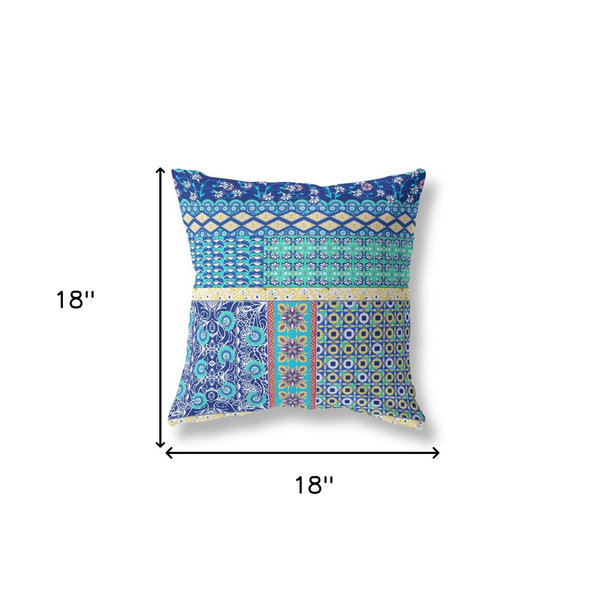 18” Navy Blue Patch Blown & Closed Suede Throw Pillow