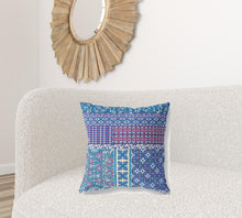 18” Navy Plum Patch Blown & Closed Suede Throw Pillow
