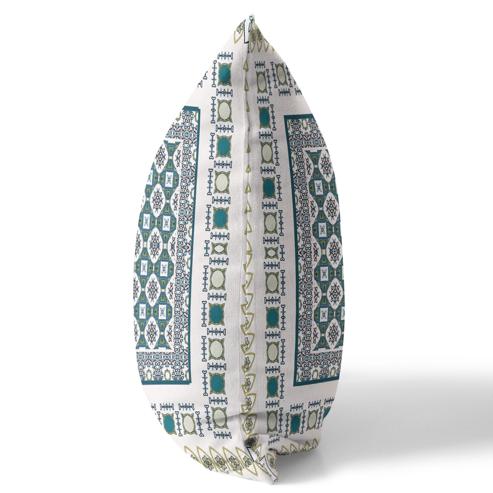 Cojín de gamuza con costura soplada floral blanca y verde de 18 "X 18"