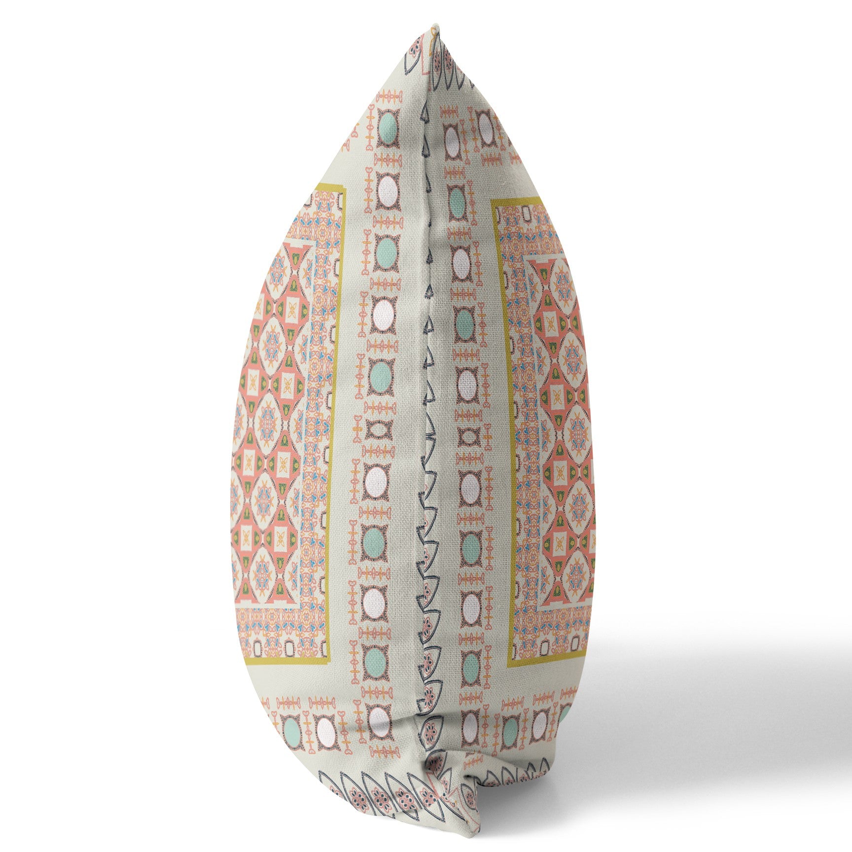 16" X 16" Off White And Orange Floral Blown Seam Suede Throw Pillow