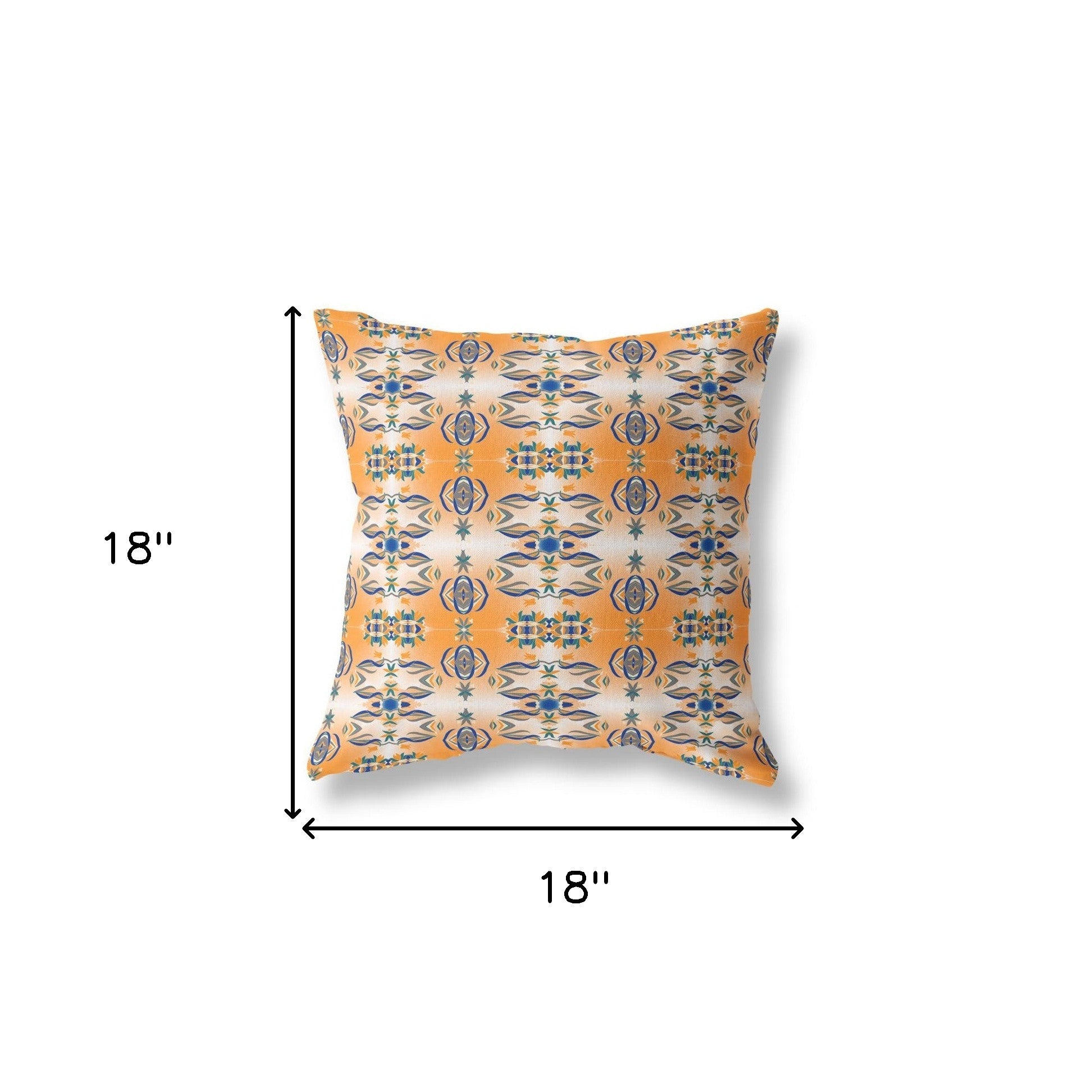 18" X 18" Orange And Gray Abstract Blown Seam Suede Throw Pillow