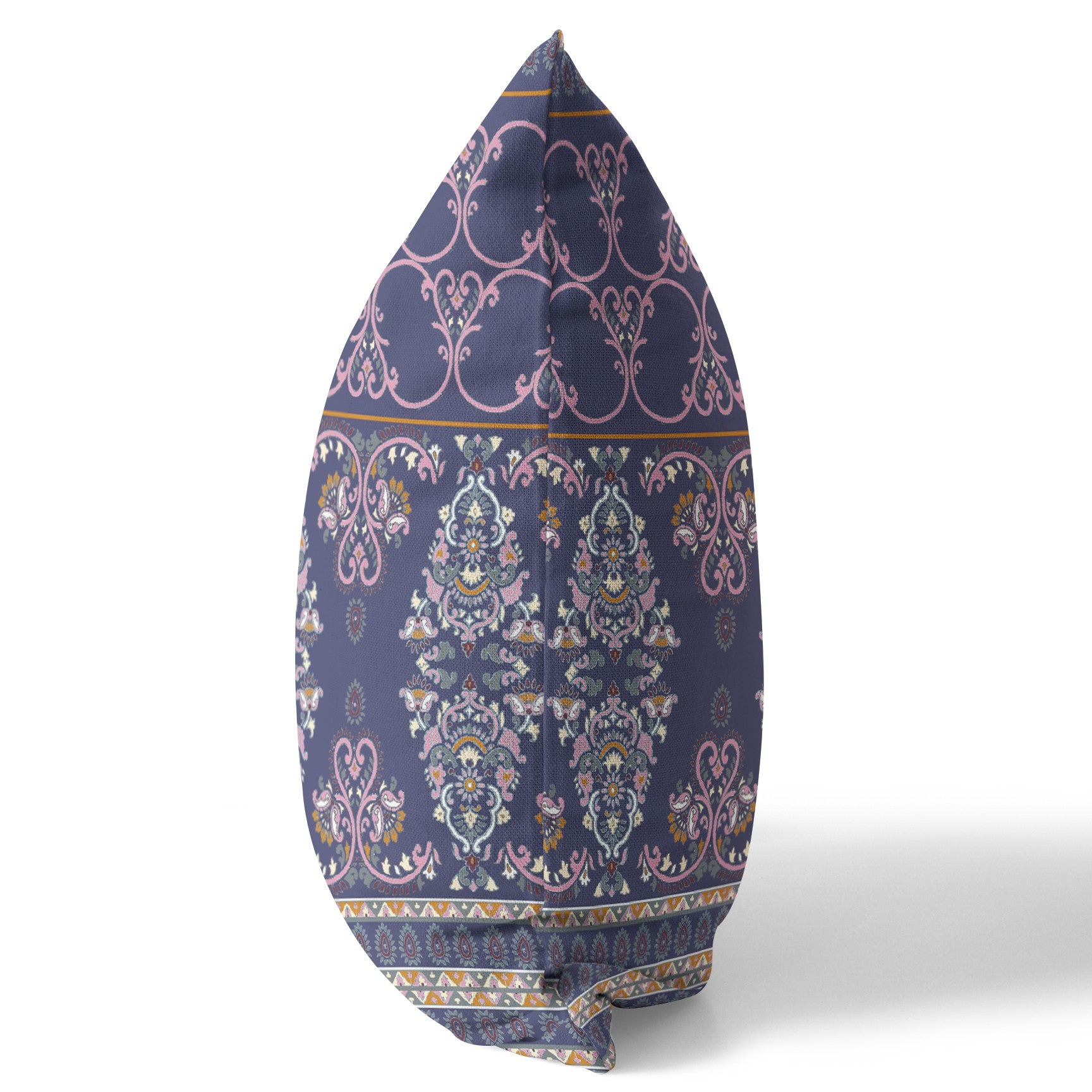 16" X 16" Blue And Pink Stencil Blown Seam Suede Throw Pillow