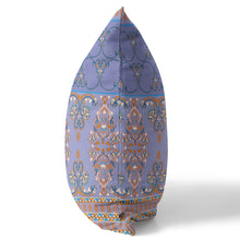 Cojín de gamuza con costura soplada con plantilla morada y azul de 16 