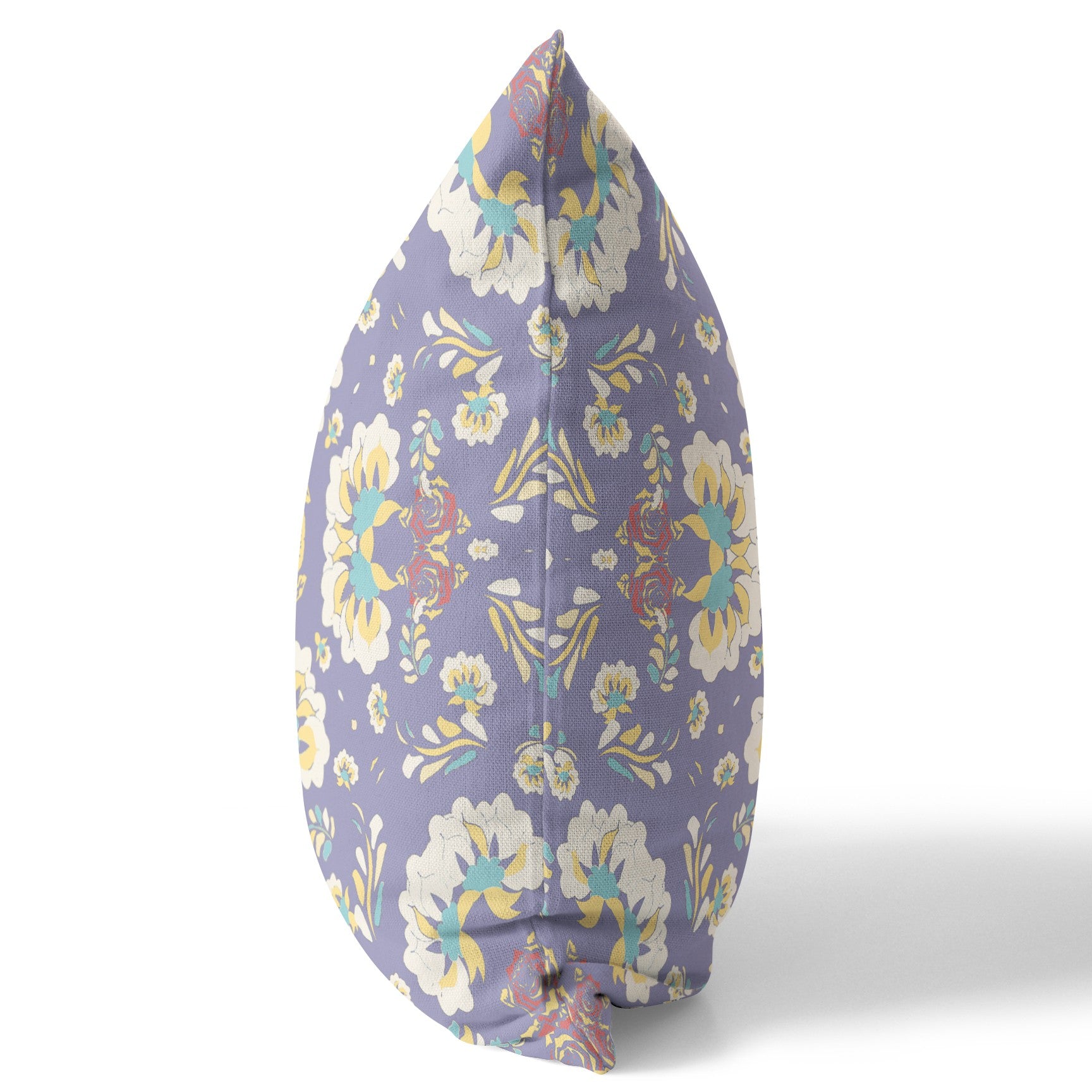 16 英寸 X 16 英寸紫色花朵吹縫絨面革抱枕