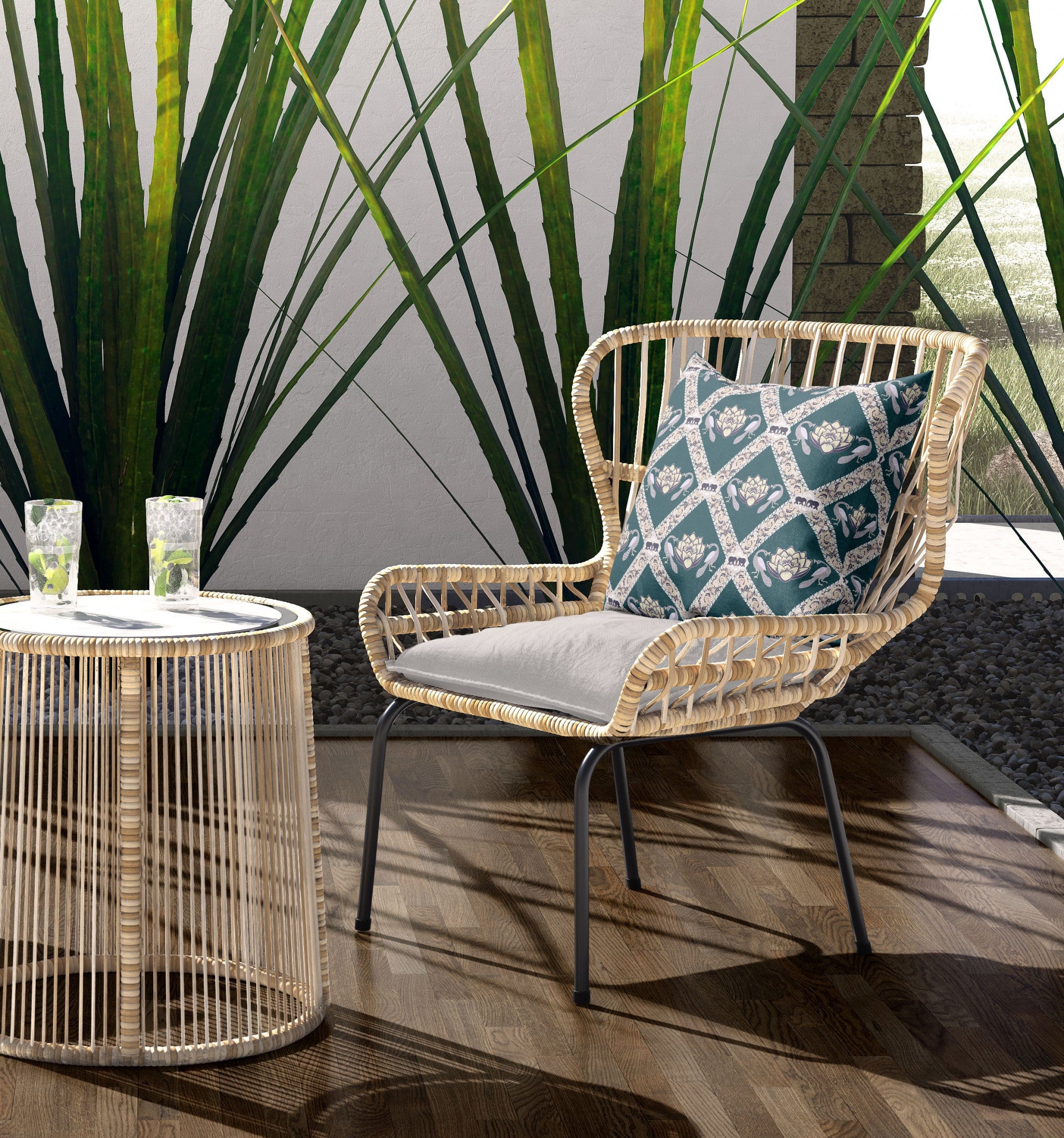 18"x18" Dark Green Yellow Gray Zippered Broadcloth Geometric Throw Pillow