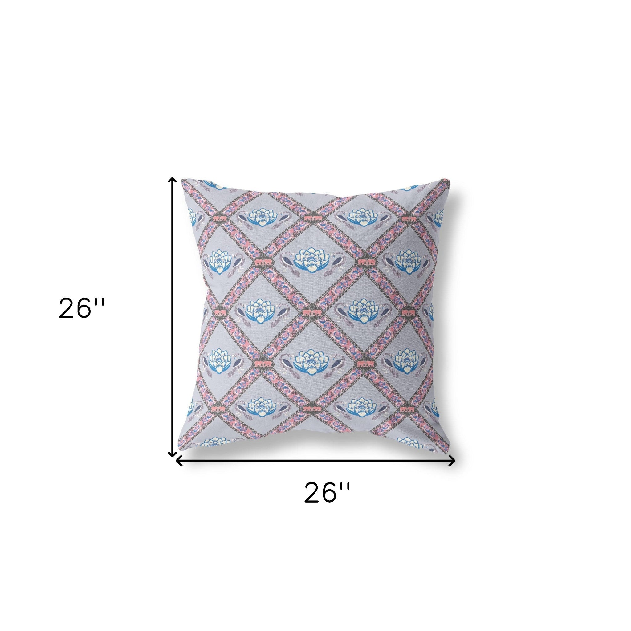 18"x18" Gray Blue Pink Zippered Broadcloth Geometric Throw Pillow