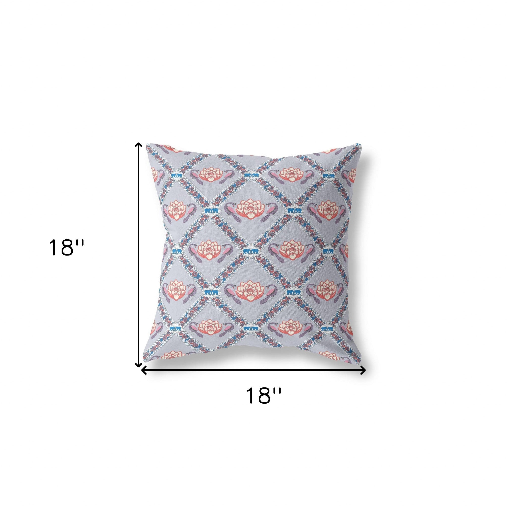 18"x18" Gray Red Blue Zippered Broadcloth Geometric Throw Pillow
