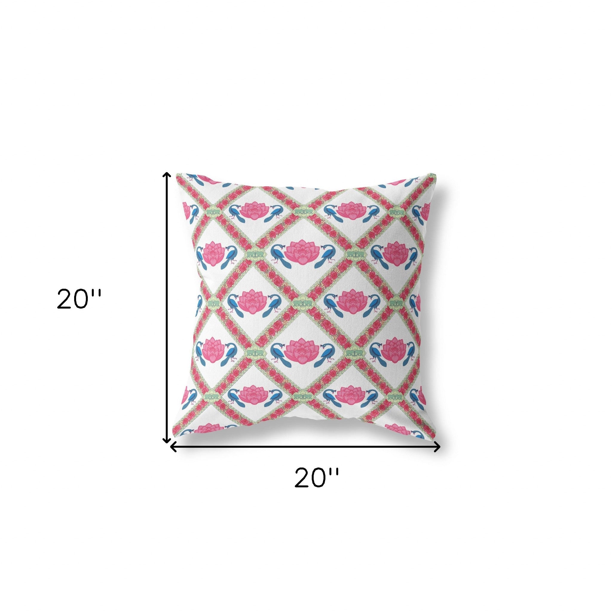 18"x18" Pink Blue White Zippered Broadcloth Geometric Throw Pillow