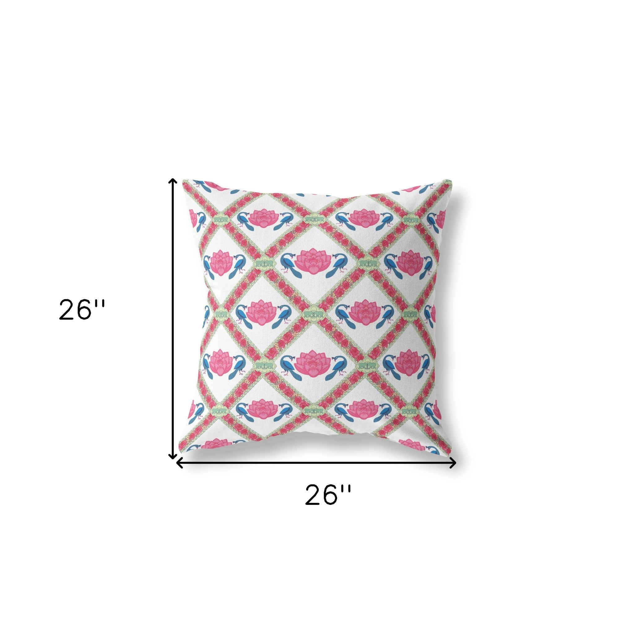 18"x18" Pink Blue White Zippered Broadcloth Geometric Throw Pillow