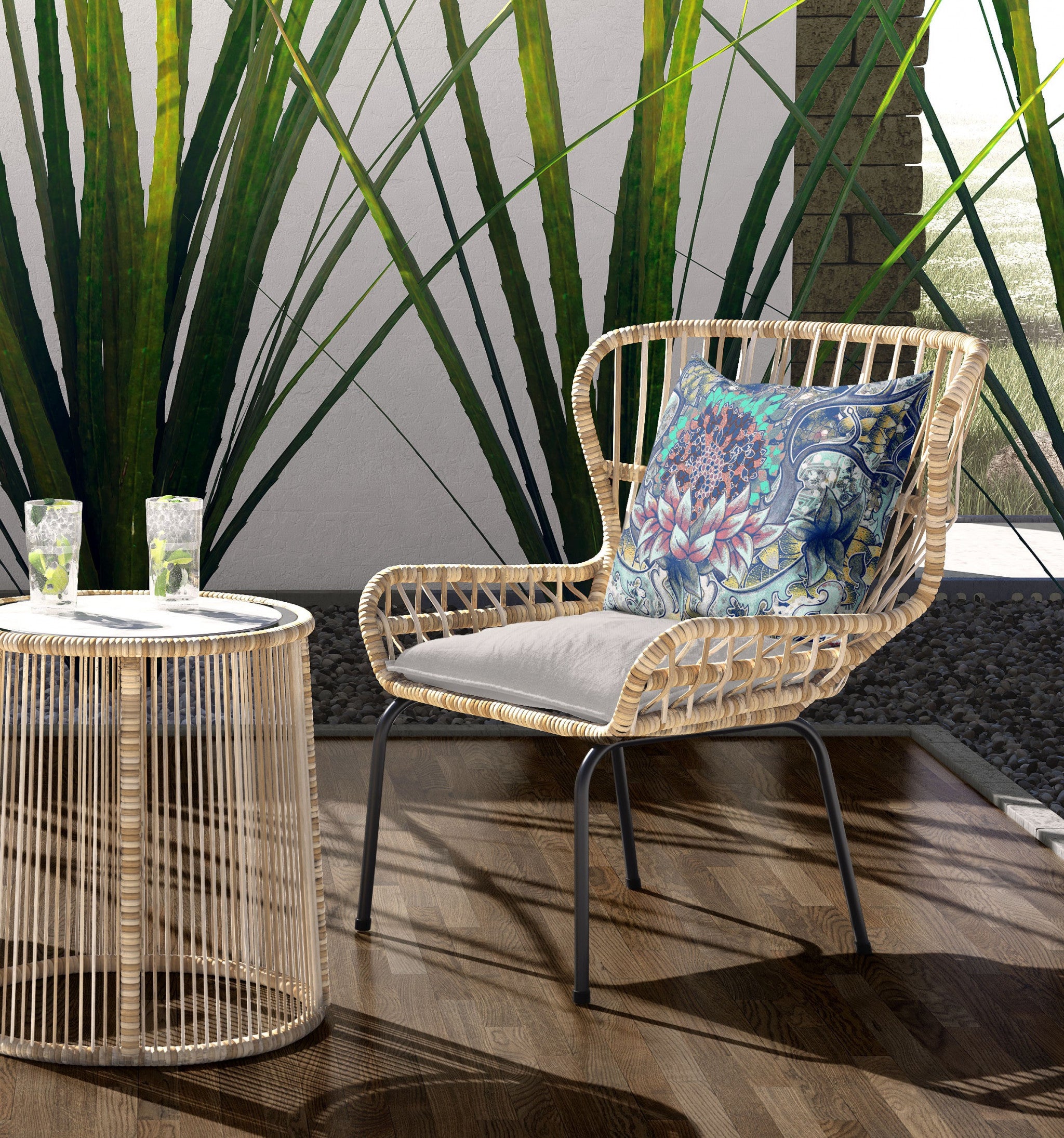 18"x18" Blue Aqua Yellow Zippered Broadcloth Geometric Throw Pillow