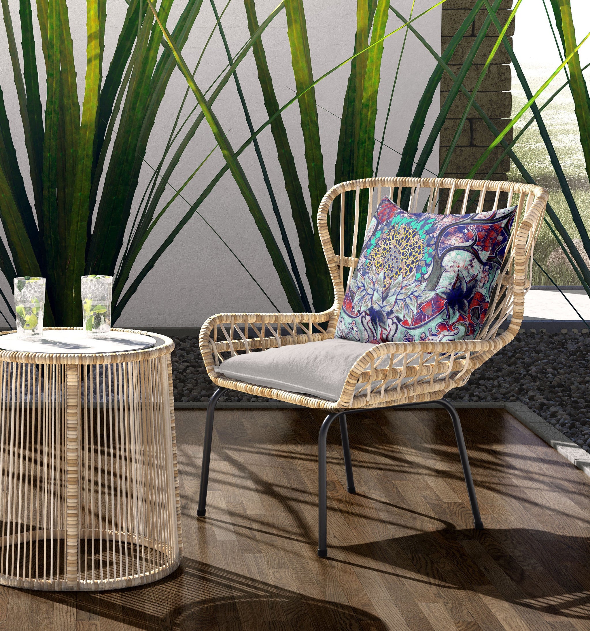 18"x18" Electric Blue Zippered Broadcloth Geometric Throw Pillow