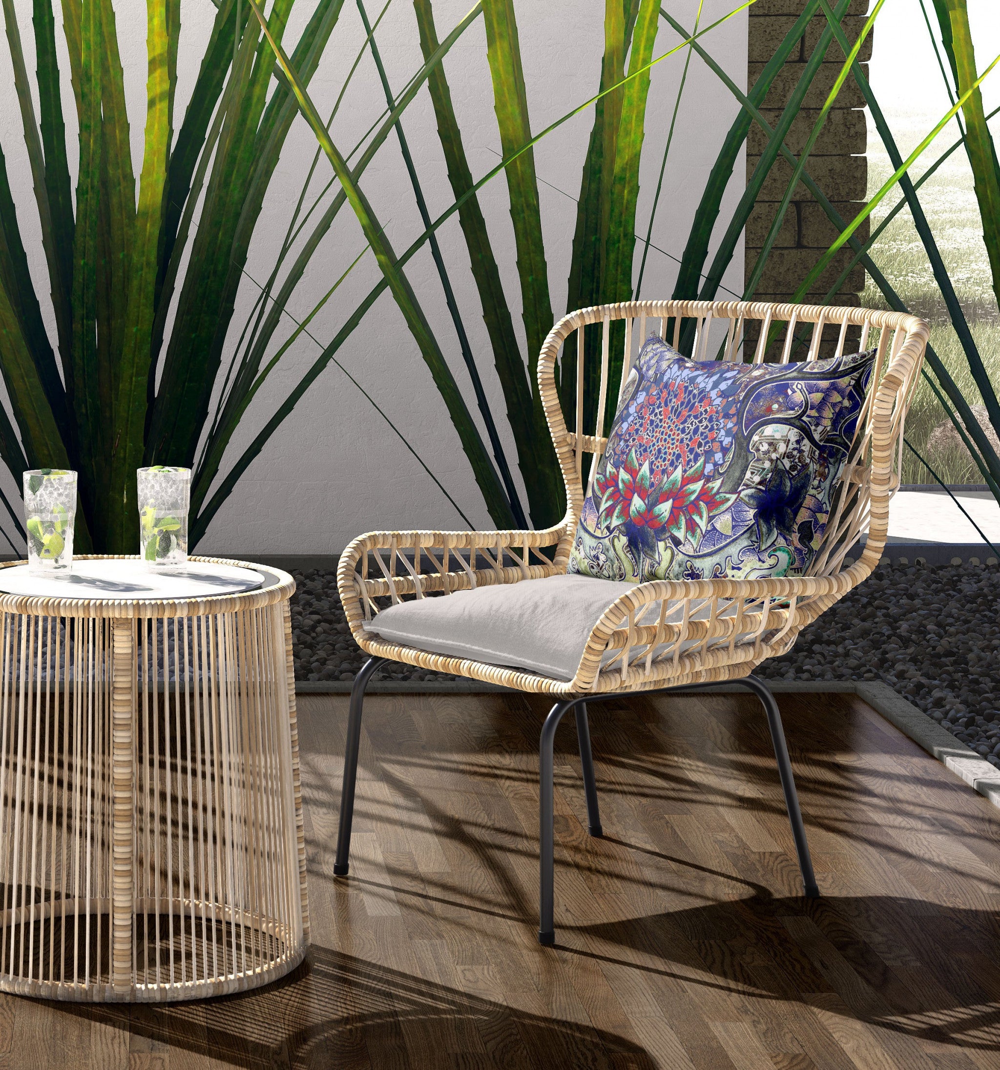 18"x18" Electric Blue Aqua Zippered Broadcloth Geometric Throw Pillow