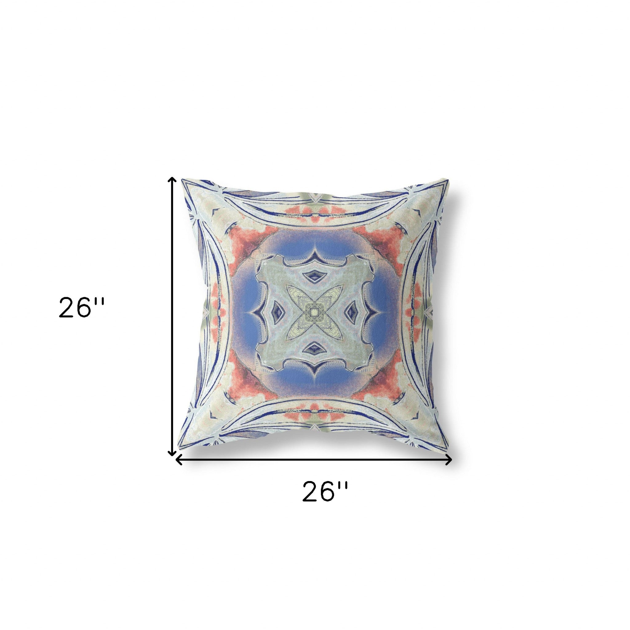 18"x18" Cream Peach Evening Blue Zippered Broadcloth Geometric Throw Pillow