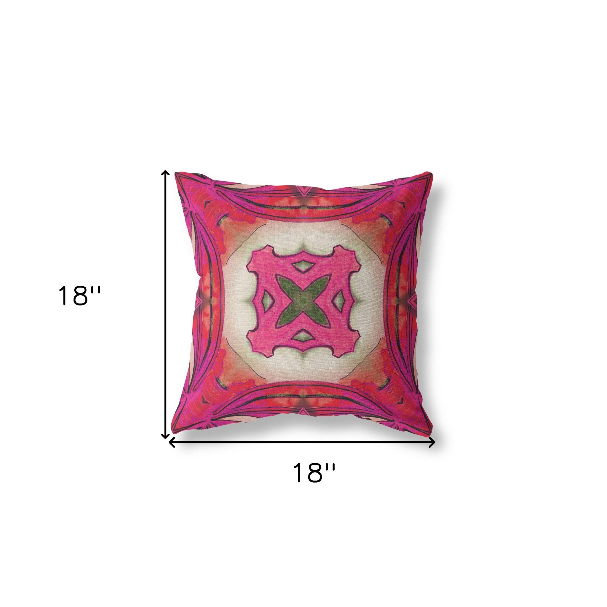 18"x18" Hot Pink Zippered Broadcloth Geometric Throw Pillow