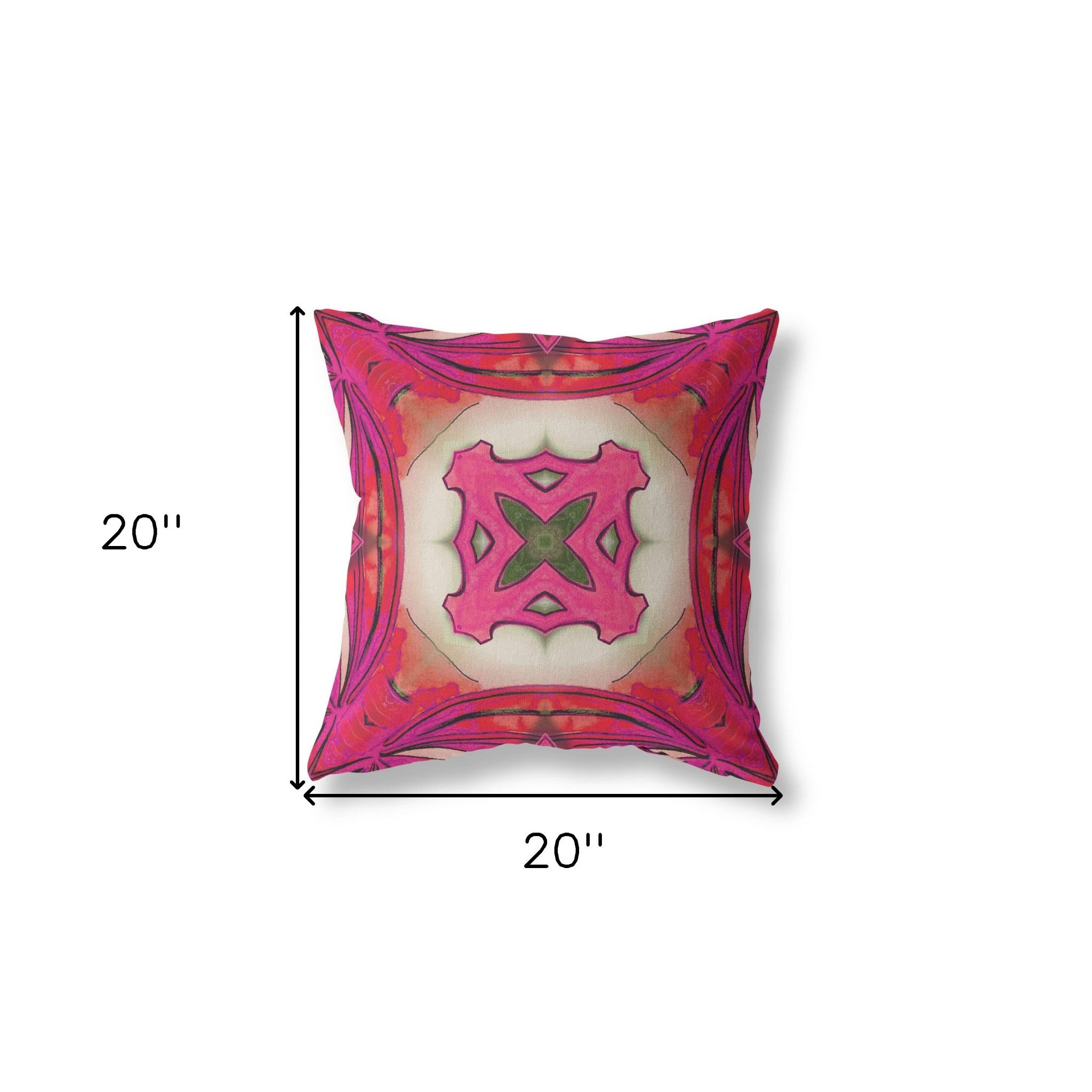 18"x18" Hot Pink Zippered Broadcloth Geometric Throw Pillow