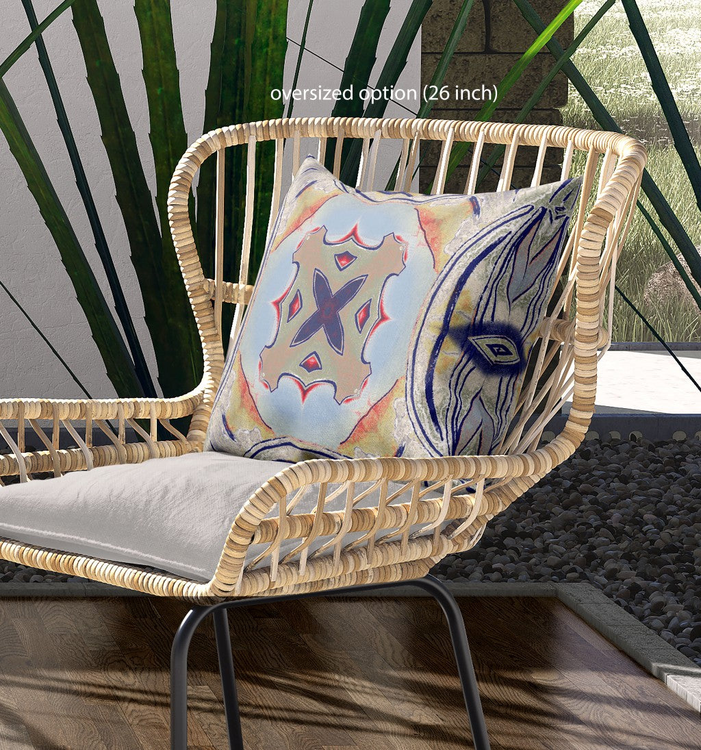 18"x18" Muted Green Orange Zippered Broadcloth Geometric Throw Pillow