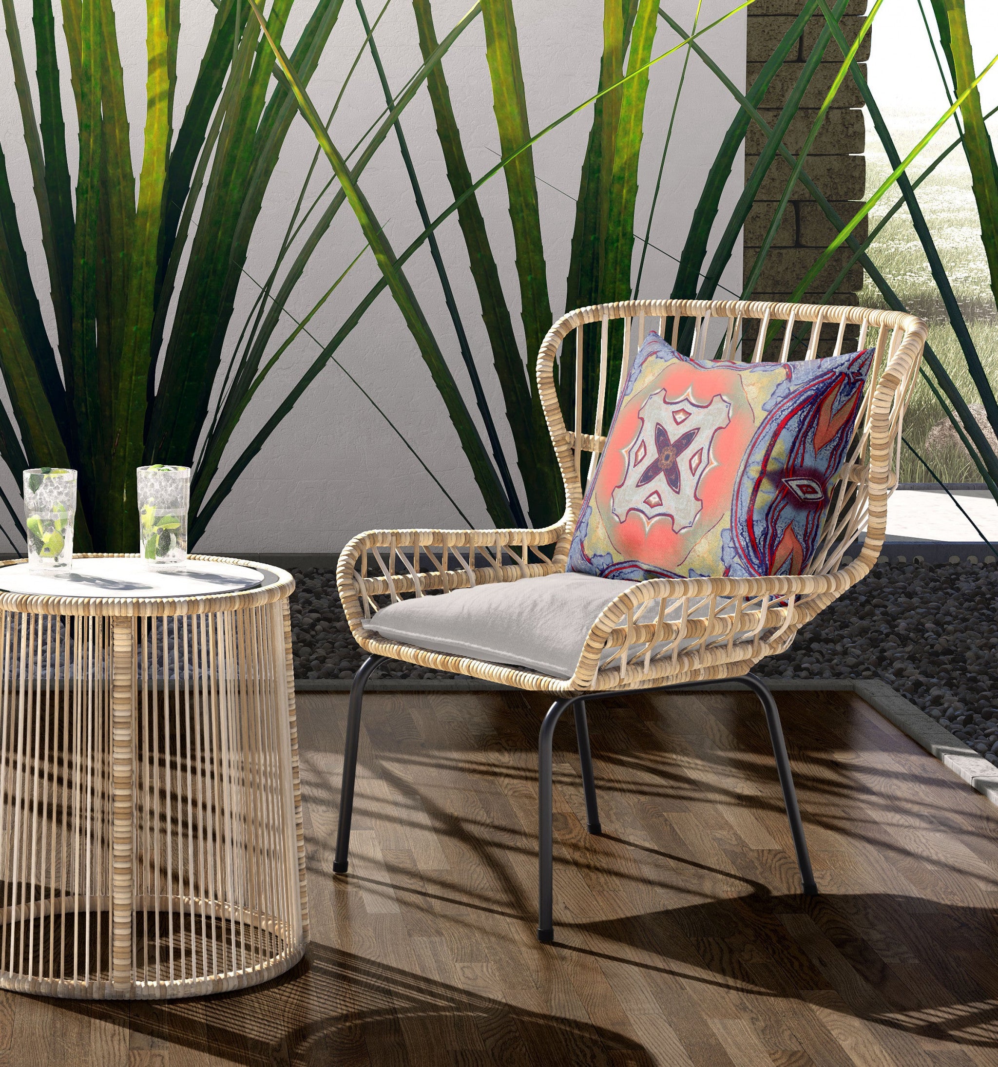 16"x16" Purple Orange Zippered Broadcloth Geometric Throw Pillow