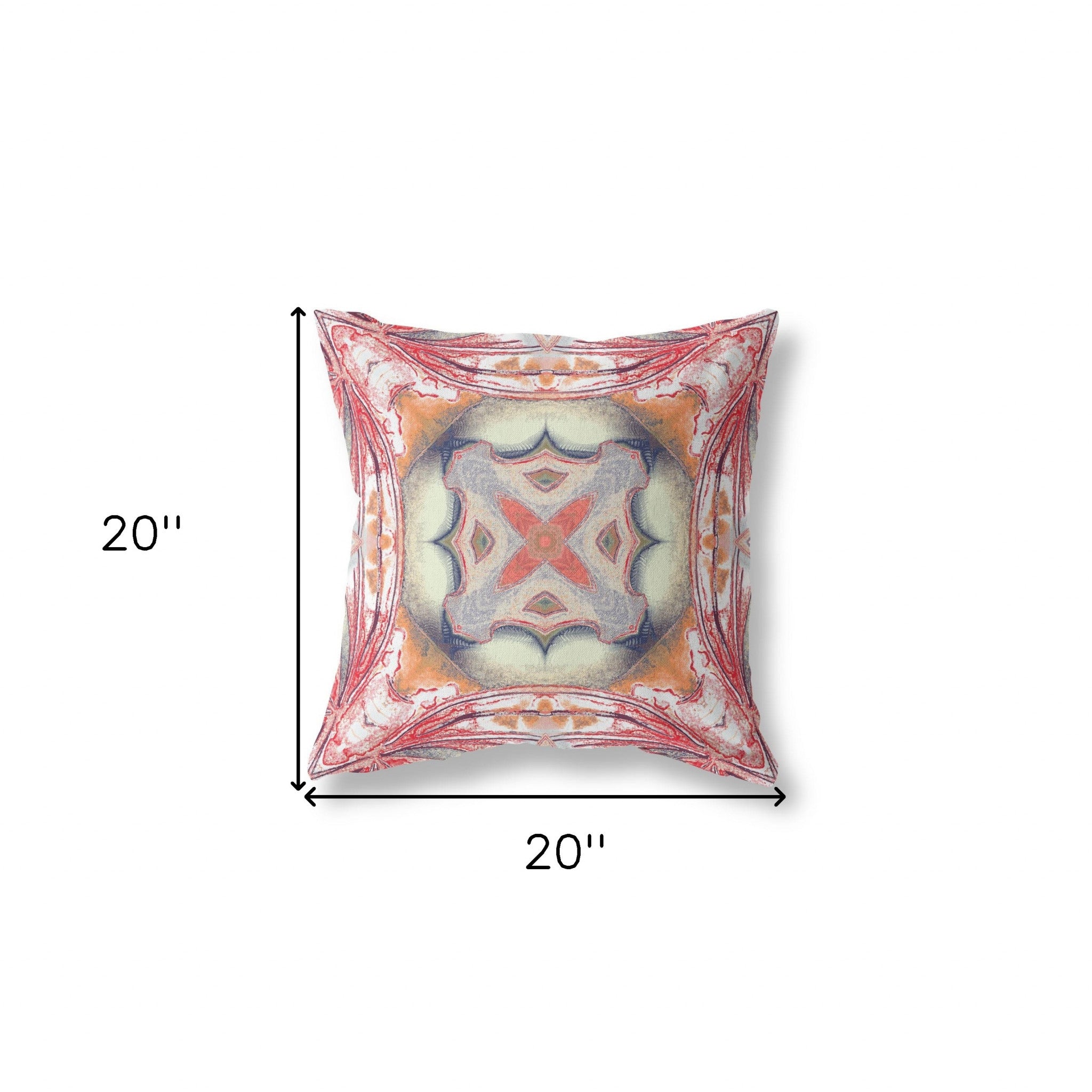 18"x18" Rustic Red Orange Zippered Broadcloth Geometric Throw Pillow