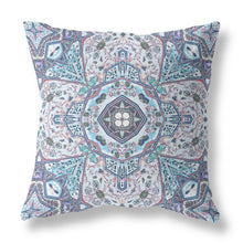 18” Blue Gray Floral Boho Zippered Suede Throw Pillow