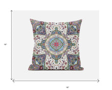 Cream Pink Boho Flower Zippered Suede Throw Pillow 16”