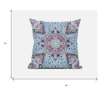 16” Blue Magenta Boho Floral Zippered Suede Throw Pillow
