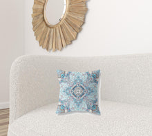 16” Light Blue Boho Flower Zippered Suede throw Pillow