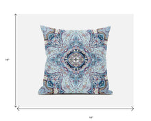 16” Light Blue Boho Flower Zippered Suede throw Pillow