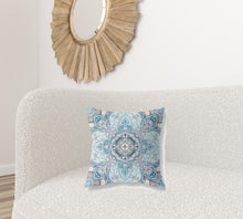 18” Light Blue Boho Flower Zippered Suede throw Pillow