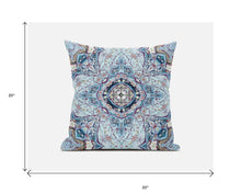 18” Light Blue Boho Flower Zippered Suede throw Pillow