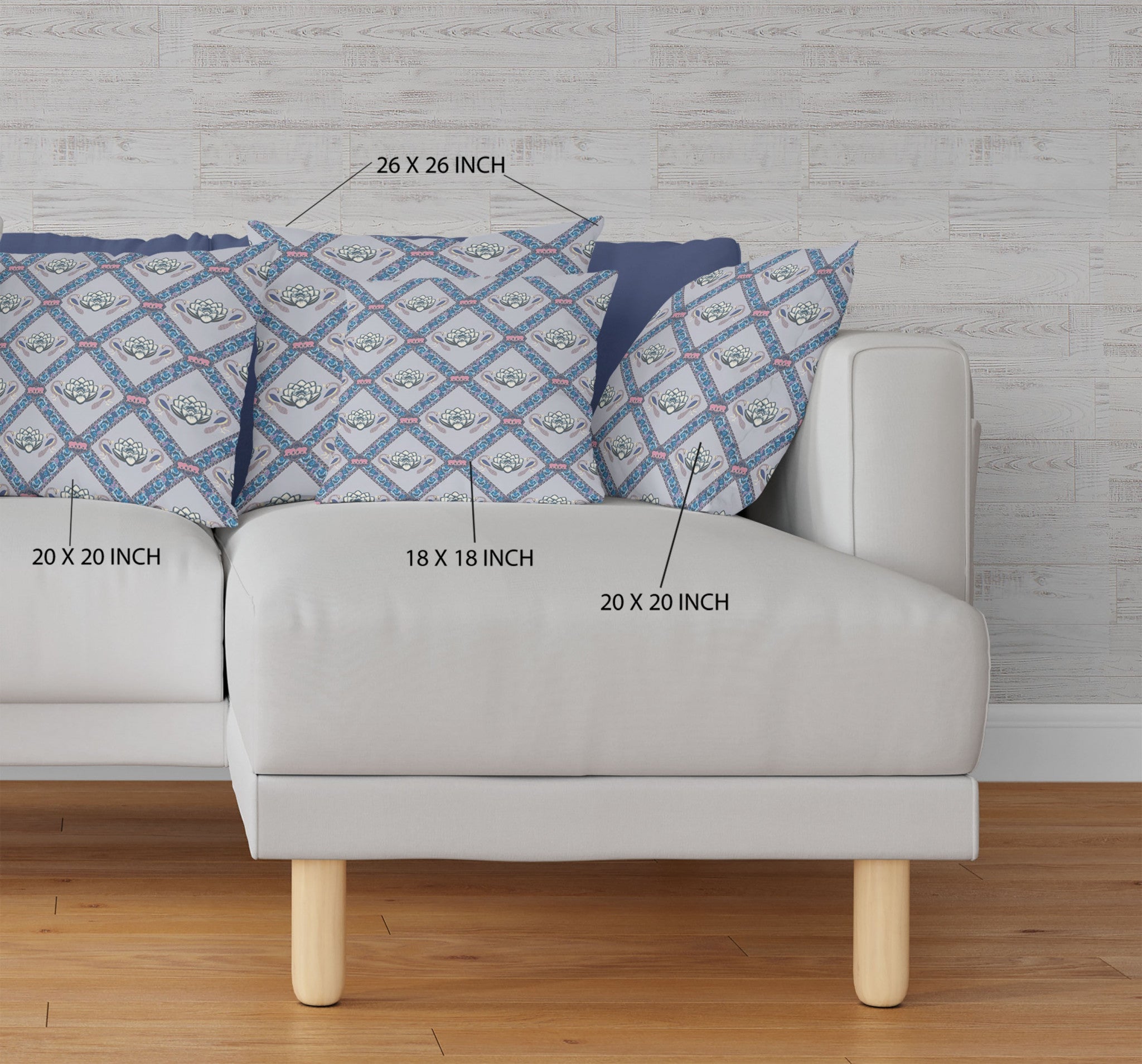 16"x16" Gray Sea Blue Pink Zippered Suede Geometric Throw Pillow