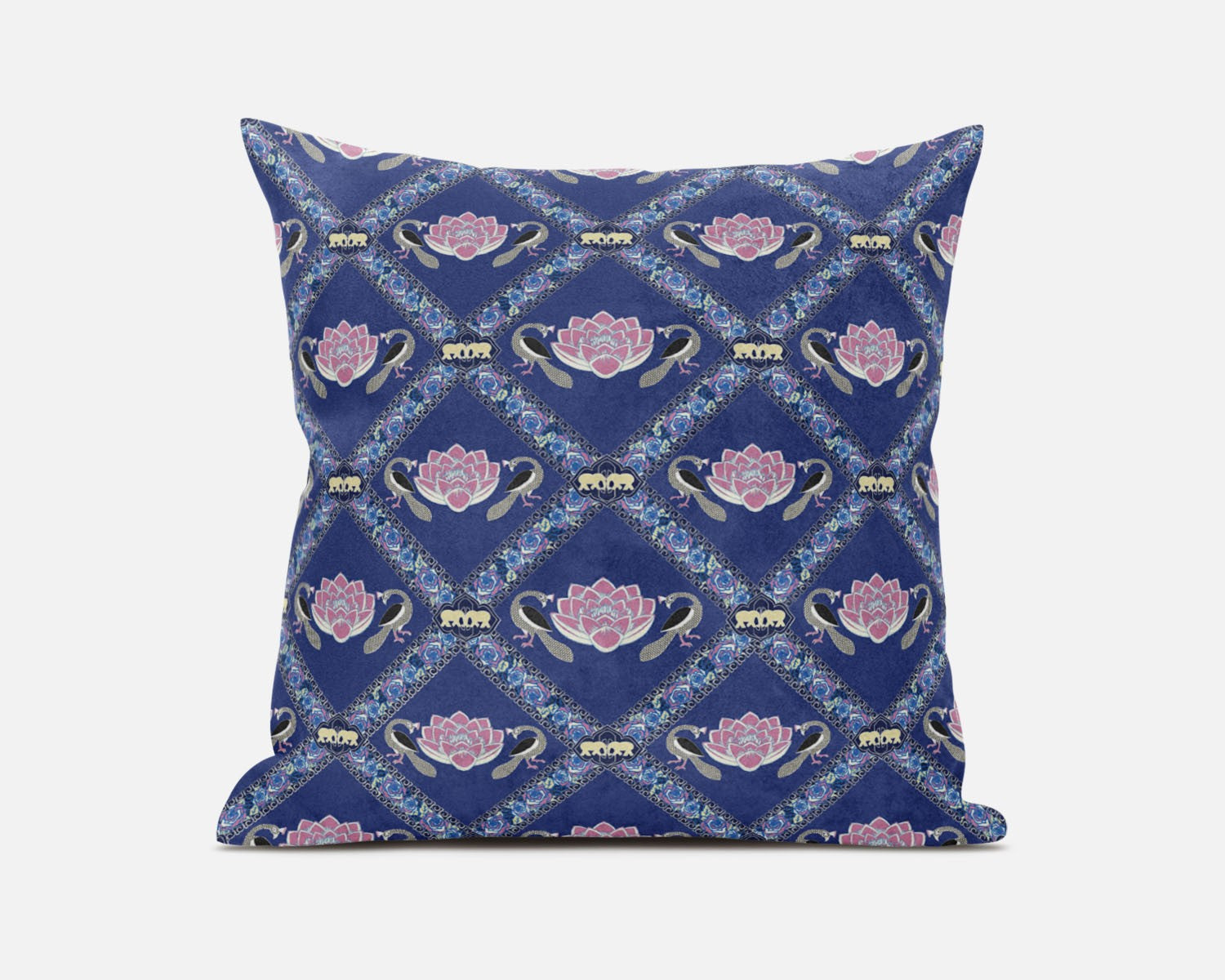 16"x16" Purple Blue Pink Zippered Suede Geometric Throw Pillow