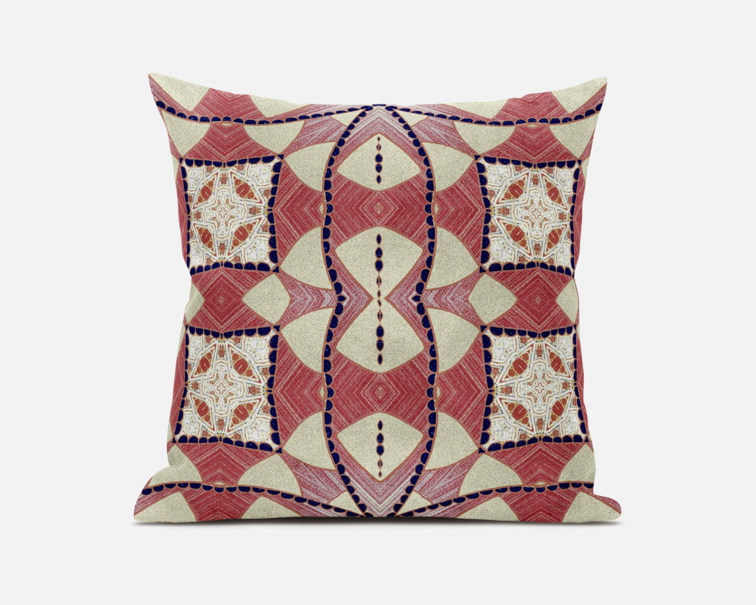 16"x16" Red Yellow White Zippered Suede Geometric Throw Pillow