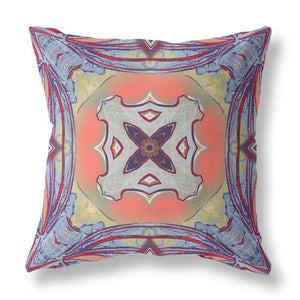 18" X 18" Purple And Orange Zippered Geometric Indoor Outdoor Throw Pillow