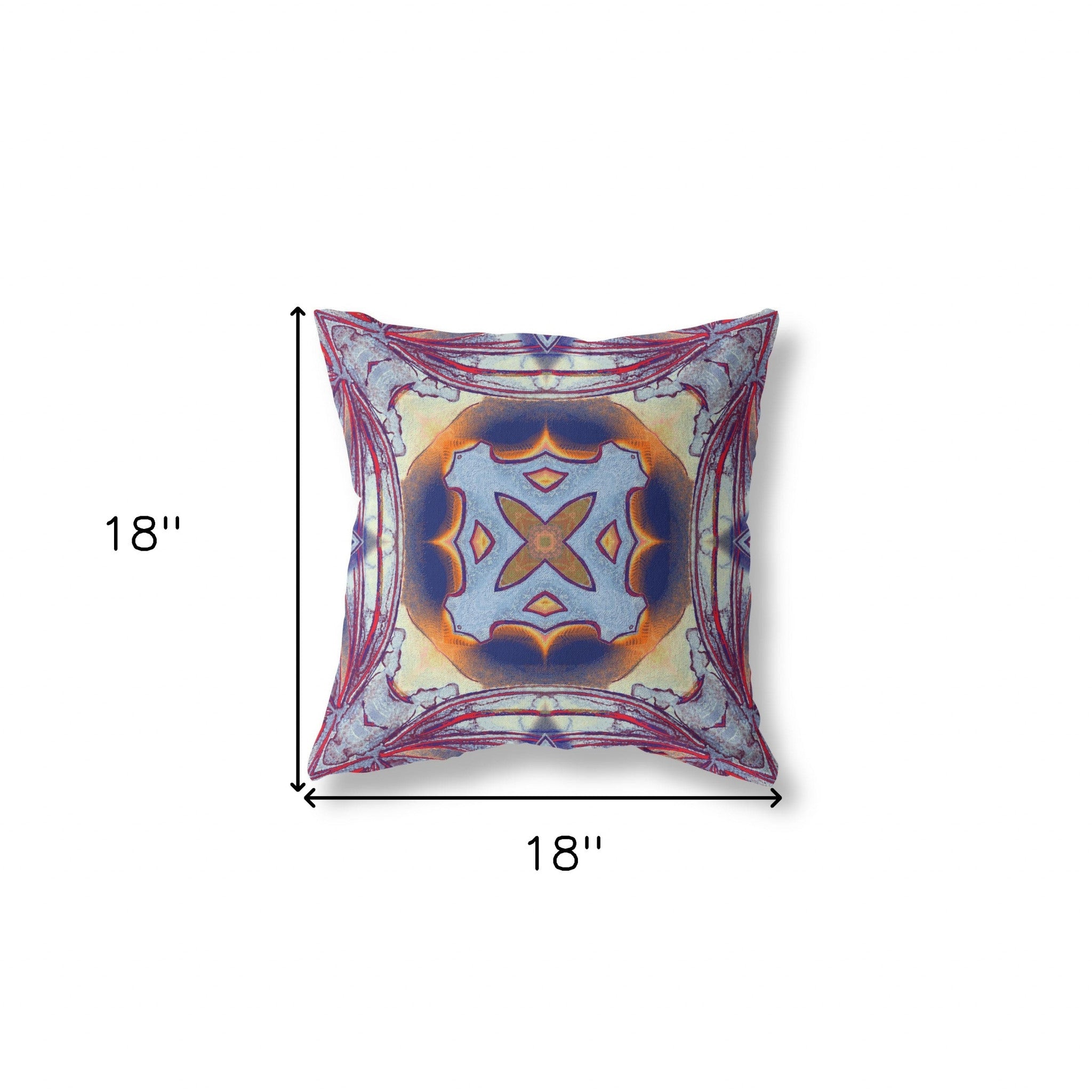 18" X 18" Purple Peach Indigo Muted Yellow Geometric Zippered Suede Throw Pillow